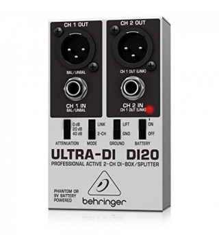 Behringer DI20 Ultra-DI 2-Channel Battery/Phantom Powered DI Box 